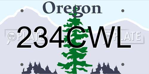 234CWL Oregon License Plate