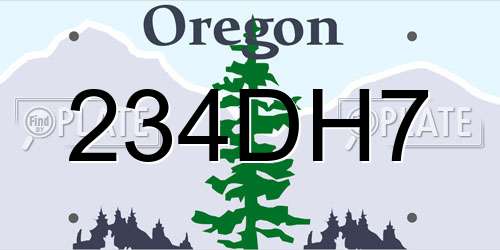 234DH7 Oregon License Plate