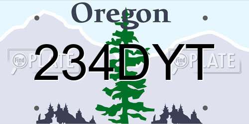 234DYT Oregon License Plate