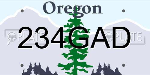 234GAD Oregon License Plate