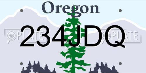 234JDQ Oregon License Plate