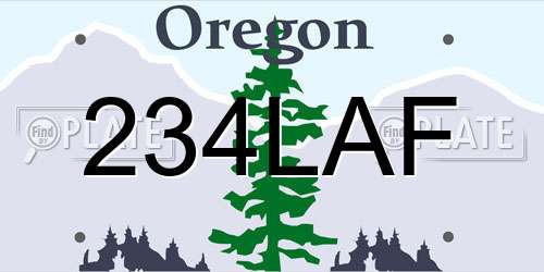 234LAF Oregon License Plate