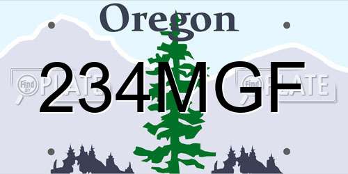 234MGF Oregon License Plate