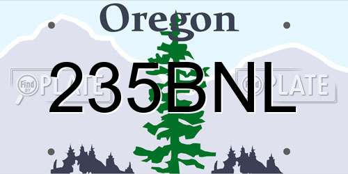 235BNL Oregon License Plate