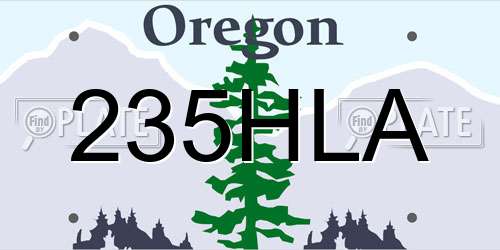 235HLA Oregon License Plate