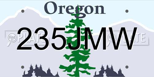 235JMW Oregon License Plate