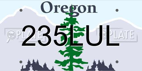235LUL Oregon License Plate
