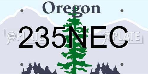 235NEC Oregon License Plate