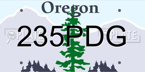 235PDG Oregon License Plate