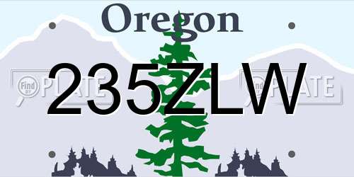 235ZLW Oregon License Plate