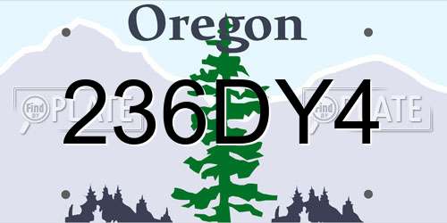 236DY4 Oregon License Plate