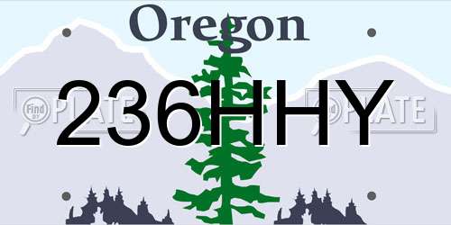 236HHY Oregon License Plate