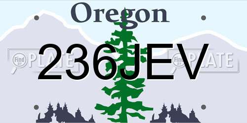 236JEV Oregon License Plate