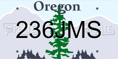 236JMS Oregon License Plate