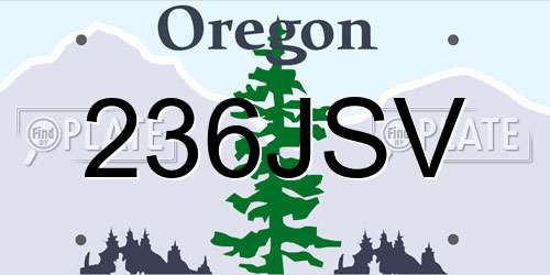236JSV Oregon License Plate