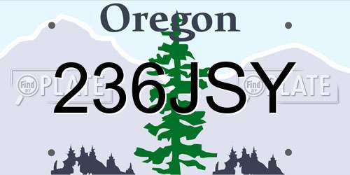 236JSY Oregon License Plate