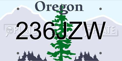 236JZW Oregon License Plate