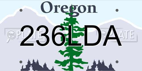 236LDA Oregon License Plate