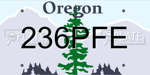 236PFE Oregon License Plate