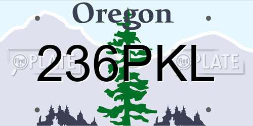 236PKL Oregon License Plate