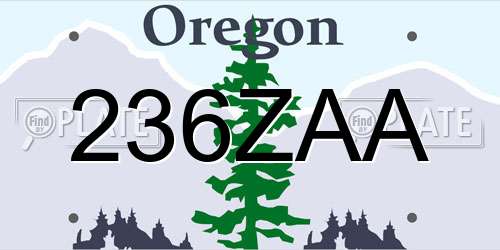236ZAA Oregon License Plate