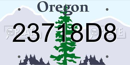 23718D8 Oregon License Plate