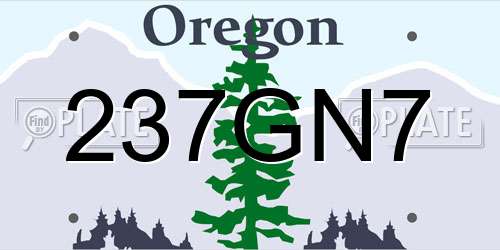 237GN7 Oregon License Plate