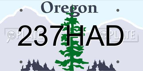 237HAD Oregon License Plate