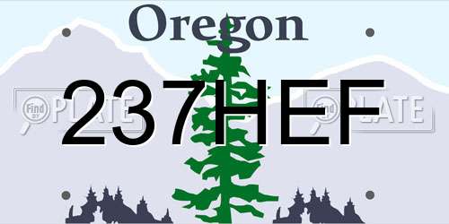 237HEF Oregon License Plate