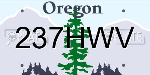 237HWV Oregon License Plate