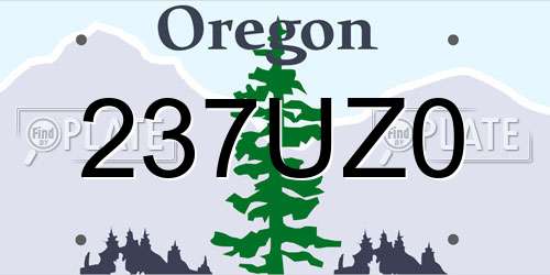 237UZ0 Oregon License Plate