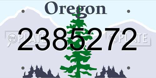 2385272 Oregon License Plate