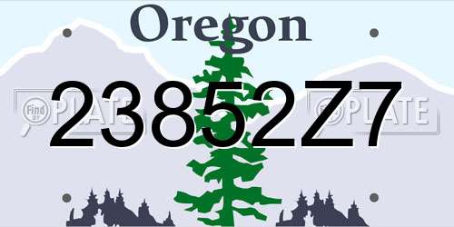 23852Z7 Oregon License Plate