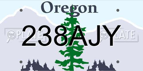 238AJY Oregon License Plate