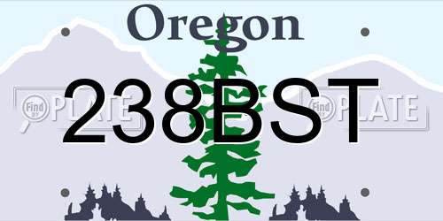 238BST Oregon License Plate