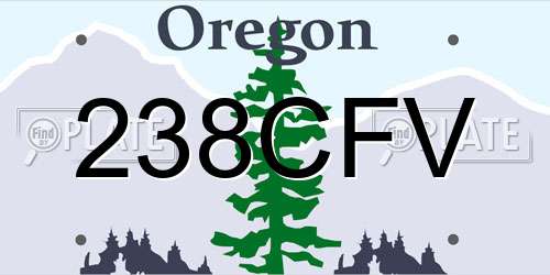 238CFV Oregon License Plate