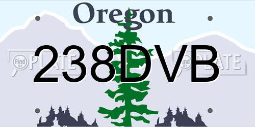 238DVB Oregon License Plate