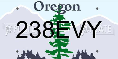 238EVY Oregon License Plate