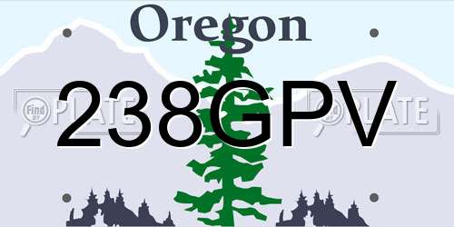 238GPV Oregon License Plate