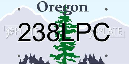 238LPC Oregon License Plate