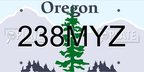 238MYZ Oregon License Plate