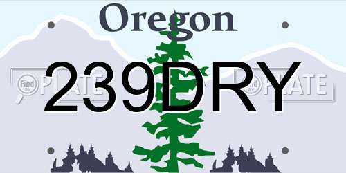 239DRY Oregon License Plate