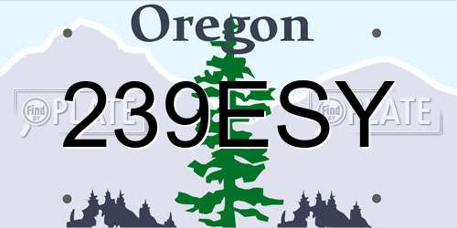 239ESY Oregon License Plate