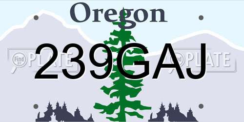 239GAJ Oregon License Plate