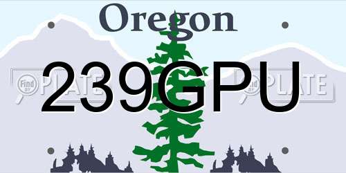 239GPU Oregon License Plate