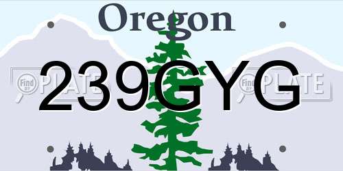239GYG Oregon License Plate