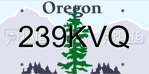 239KVQ Oregon License Plate