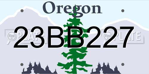 23BB227 Oregon License Plate