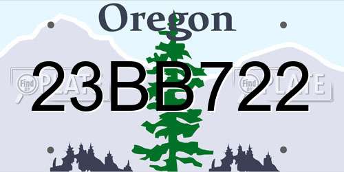 23BB722 Oregon License Plate