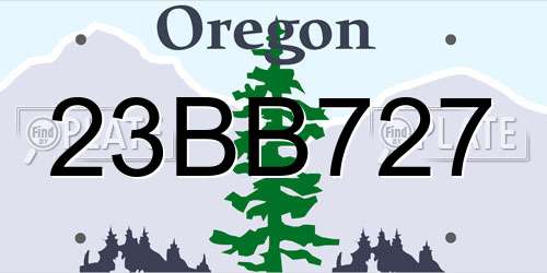 23BB727 Oregon License Plate